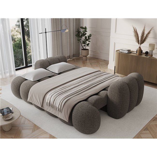 Sofa bed Elcotonn, sleeping function, Royal 20, boucle, beige, H105x256x119cm