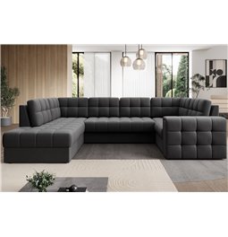 Kampinė sofa Elewett L, ištraukiama, Sola 06, tamsiai pilkos sp., H82x299x198cm
