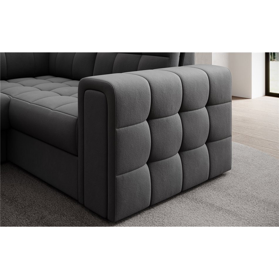 Corner sofa Elewett L, sleeping function, Sola 06, dark grey, H82x299x198cm