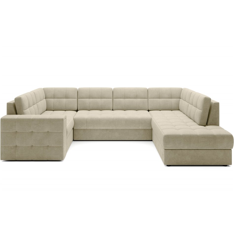 Corner sofa Elewett R, sleeping function, Monolith 04, velvet, beige, H82x299x198cm