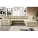 Corner sofa Elewett R, sleeping function, Monolith 04, velvet, beige, H82x299x198cm