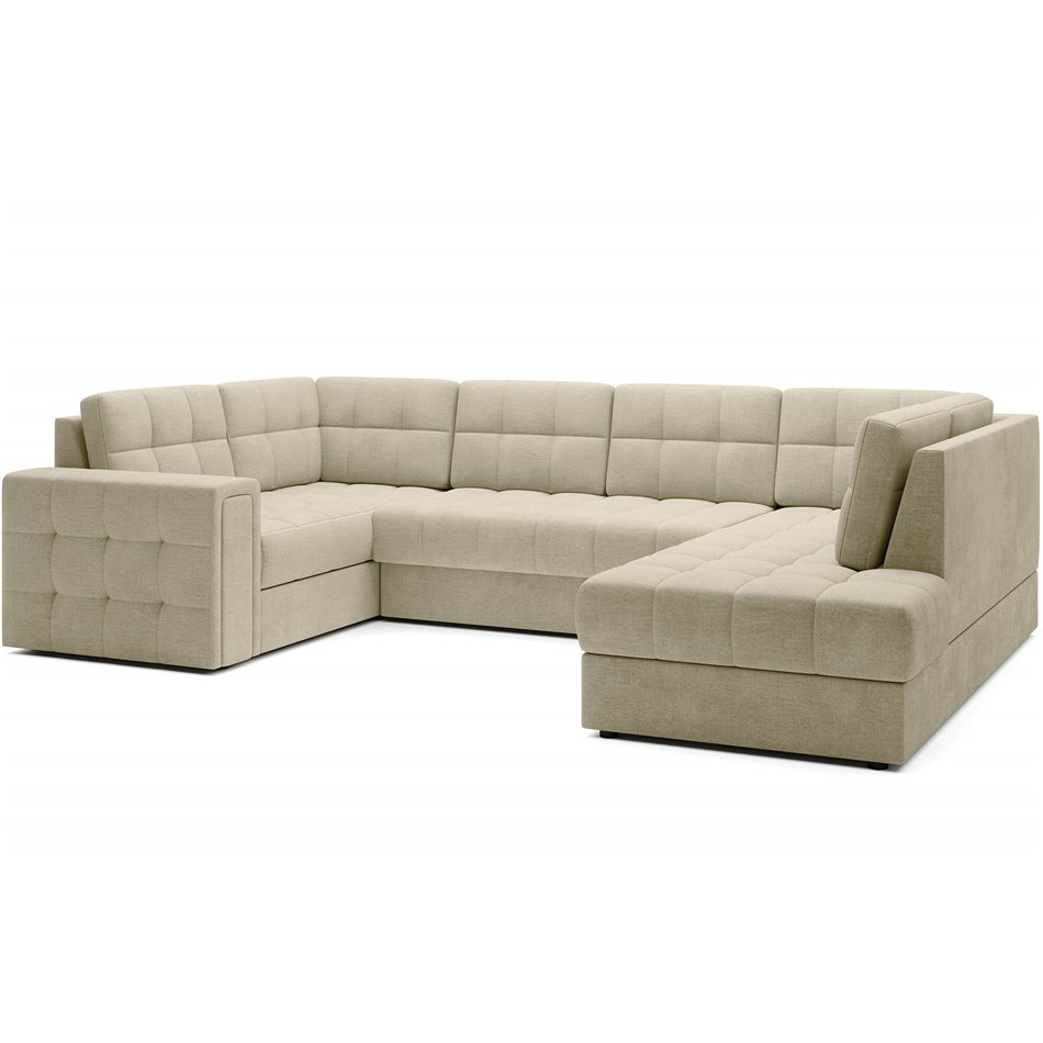 Corner sofa Elewett R, sleeping function, Monolith 04, velvet, beige, H82x299x198cm