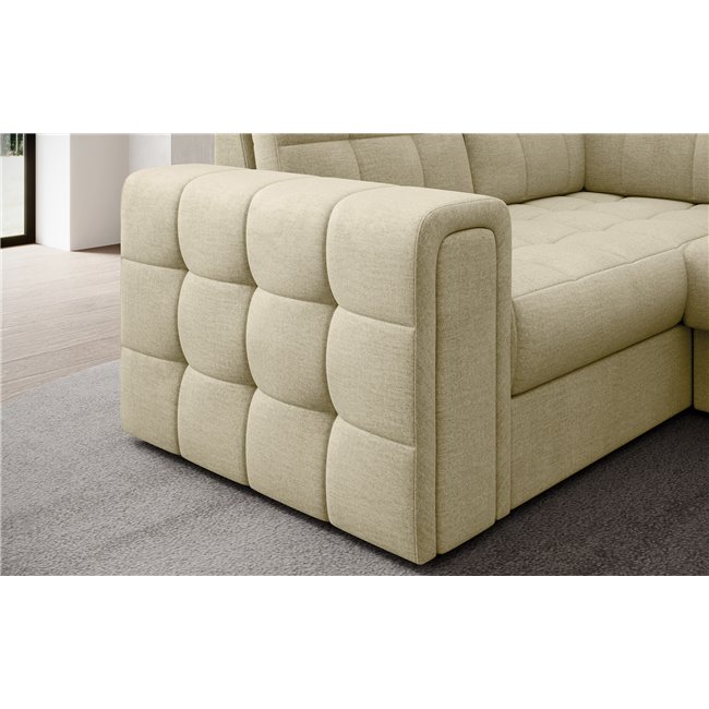 Corner sofa Elewett R, sleeping function, Monolith 04, velvet, beige, H82x299x198cm