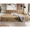 Corner sofa Elezalt R, sleeping function, Monolith 09, velvet, beige, H82x240x150cm