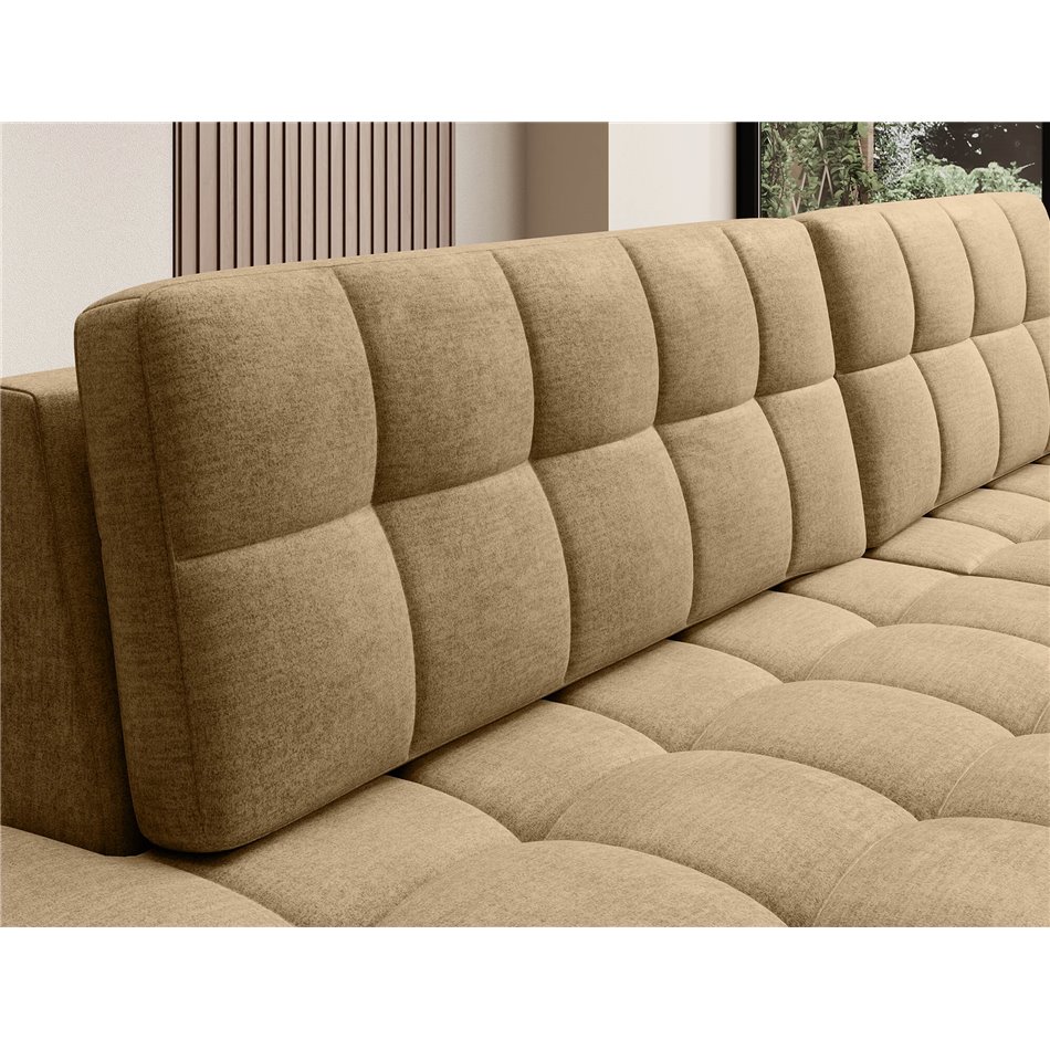 Corner sofa Elezalt R, sleeping function, Monolith 09, velvet, beige, H82x240x150cm
