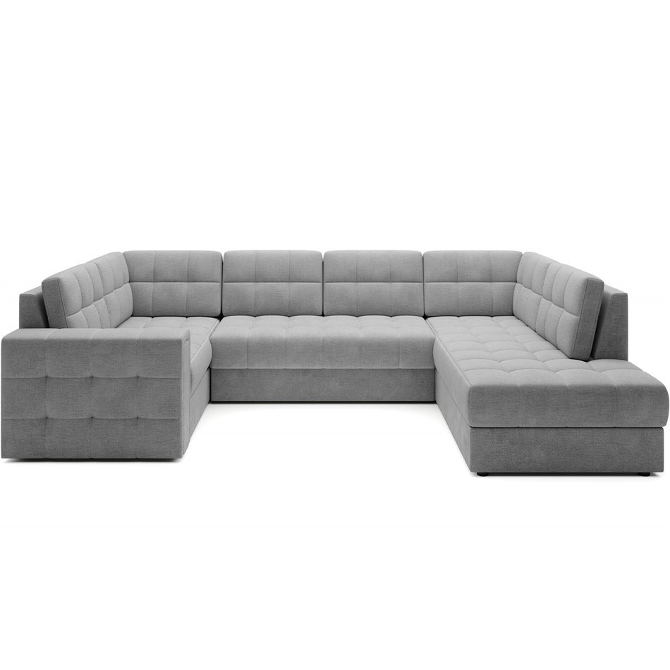 Corner sofa Elewett R, sleeping function, Monolith 85, velvet, grey, H82x299x198cm