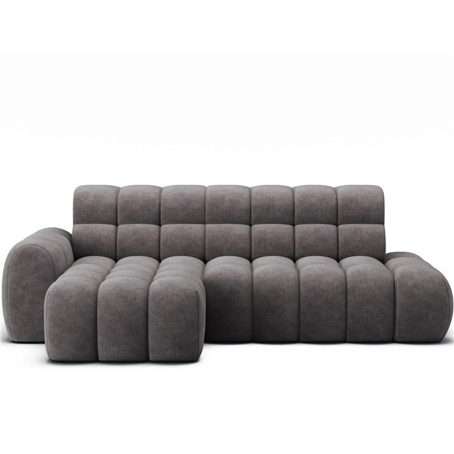 Corner sofa Eleedro L, electrically extendable, Aura 04, velvet, grey, H98x283x165cm
