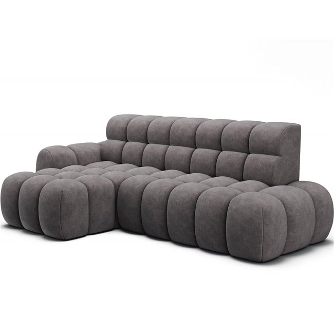 Corner sofa Eleedro L, electrically extendable, Aura 04, velvet, grey, H98x283x165cm