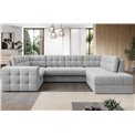 Corner sofa Elewett R, sleeping function, Monolith 84, velvet, grey, H82x299x198cm