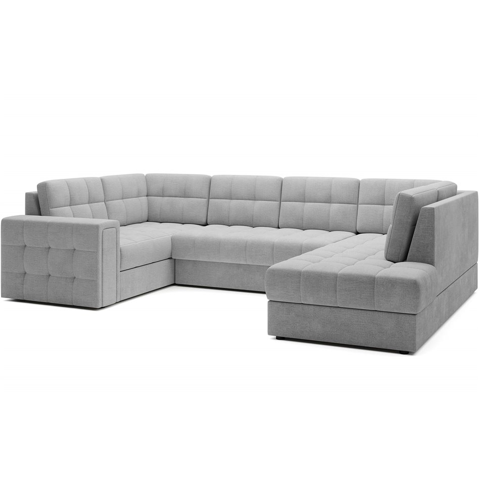 Corner sofa Elewett R, sleeping function, Monolith 84, velvet, grey, H82x299x198cm