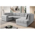 Corner sofa Elewett R, sleeping function, Monolith 84, velvet, grey, H82x299x198cm