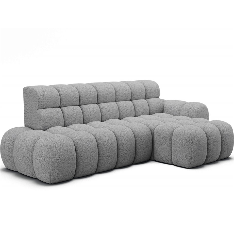 Corner sofa Eleedro R, electrically extendable, Royal 04, boucle, grey, H98x283x165cm