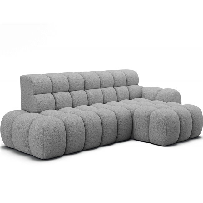 Corner sofa Eleedro R, electrically extendable, Royal 04, boucle, grey, H98x283x165cm