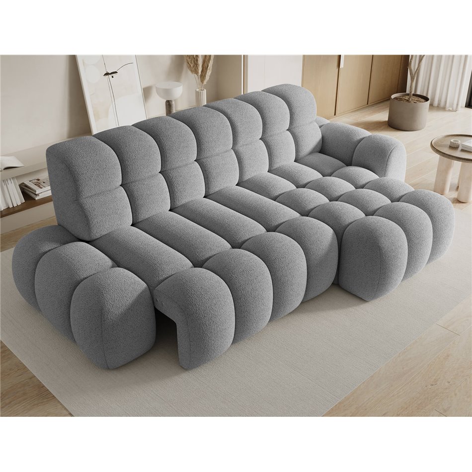 Corner sofa Eleedro R, electrically extendable, Royal 04, boucle, grey, H98x283x165cm