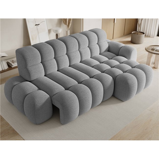 Corner sofa Eleedro R, electrically extendable, Royal 04, boucle, grey, H98x283x165cm