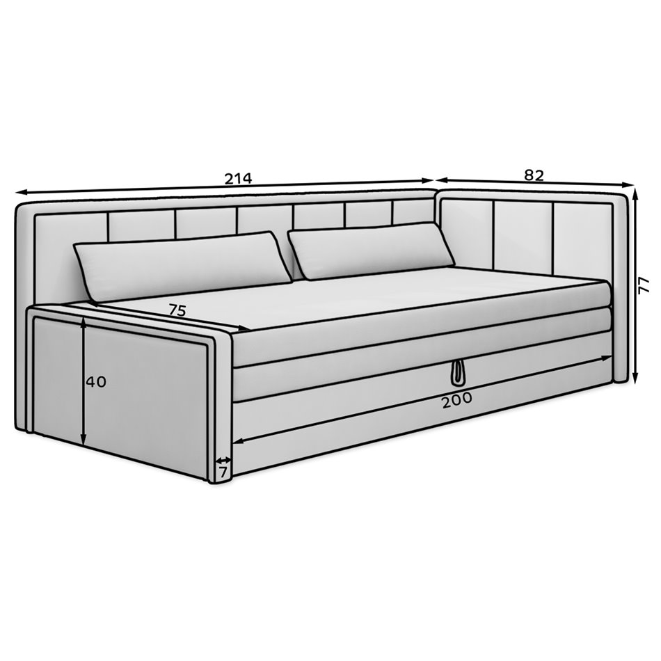 Sofa bed Elfulgeo R, sleeping function, Jarell 18, corduroy, beige, H77x214x82cm
