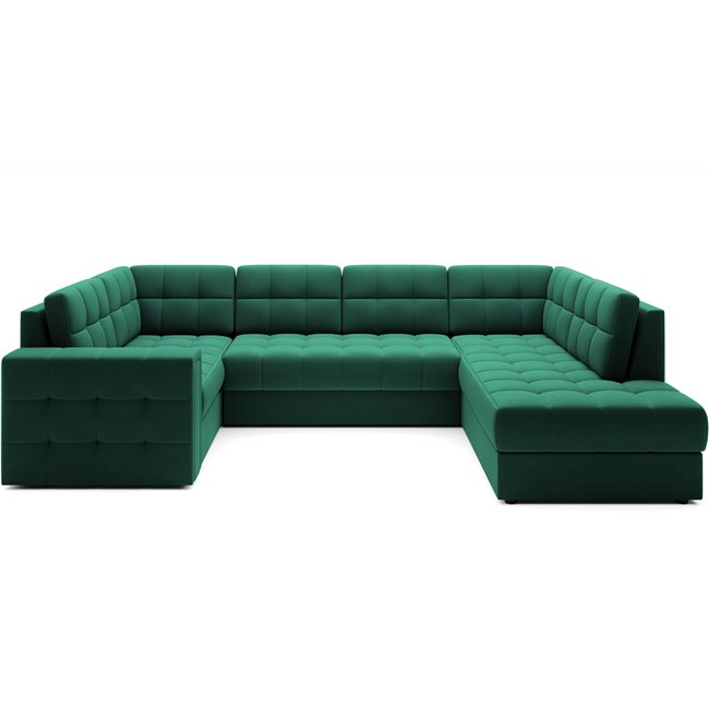 Corner sofa Elewett R, sleeping function, Lukso 35, velvet, green, H82x299x198cm