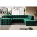 Corner sofa Elewett R, sleeping function, Lukso 35, velvet, green, H82x299x198cm