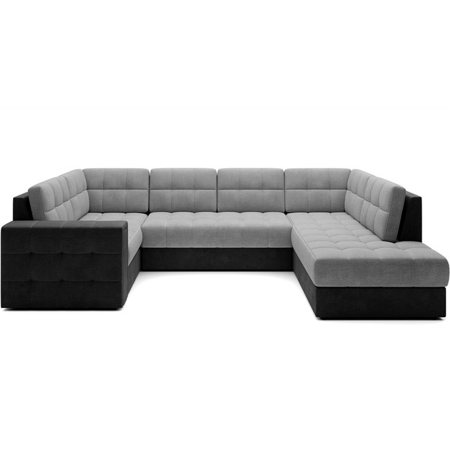 Corner sofa Elewett R, sleeping function, Monolith 84, Monolith 97, velvet, grey, H82x299x198cm