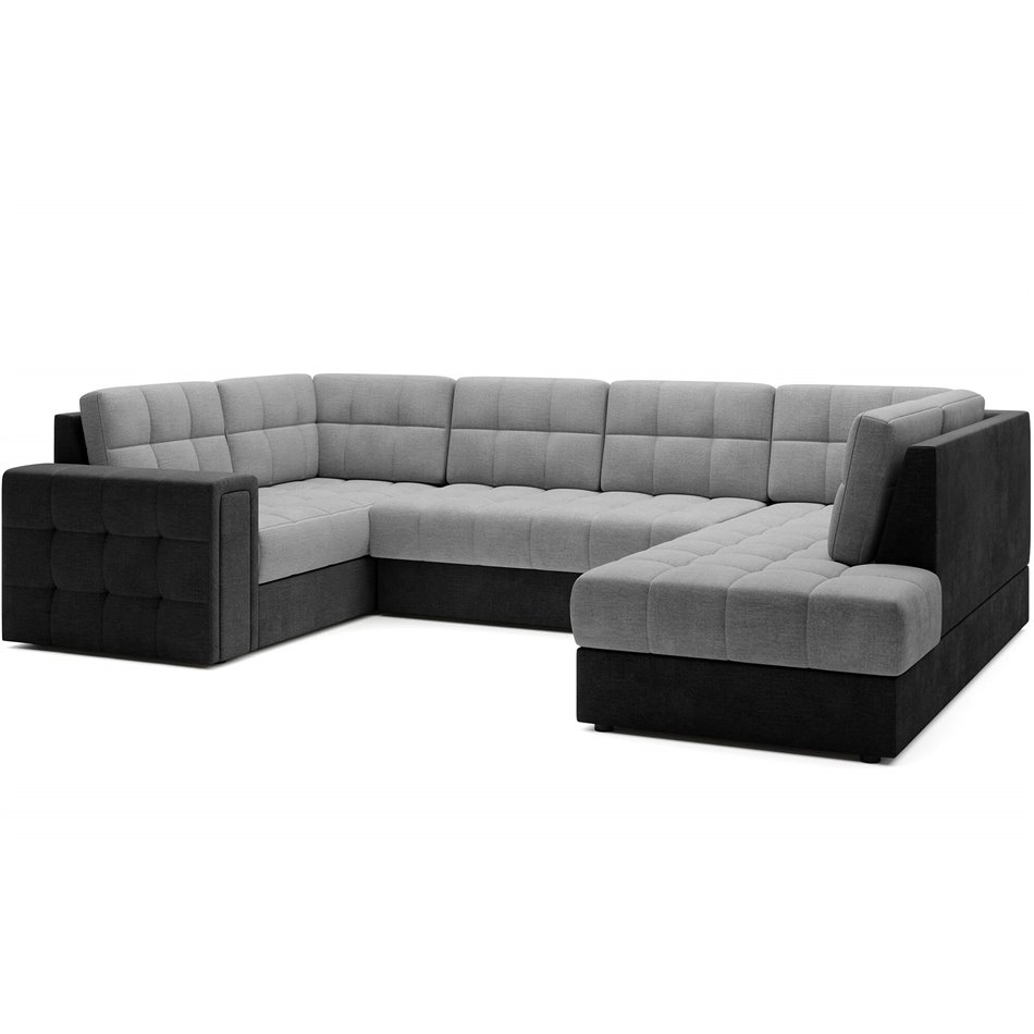 Corner sofa Elewett R, sleeping function, Monolith 84, Monolith 97, velvet, grey, H82x299x198cm