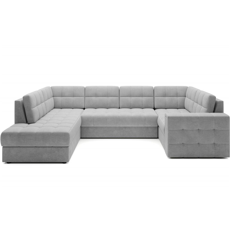 Corner sofa Elewett L, sleeping function, Monolith 84, velvet, grey, H82x299x198cm