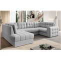 Corner sofa Elewett L, sleeping function, Monolith 84, velvet, grey, H82x299x198cm