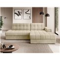 Corner sofa Elezalt R, sleeping function, Monolith 04, velvet, beige, H82x240x150cm