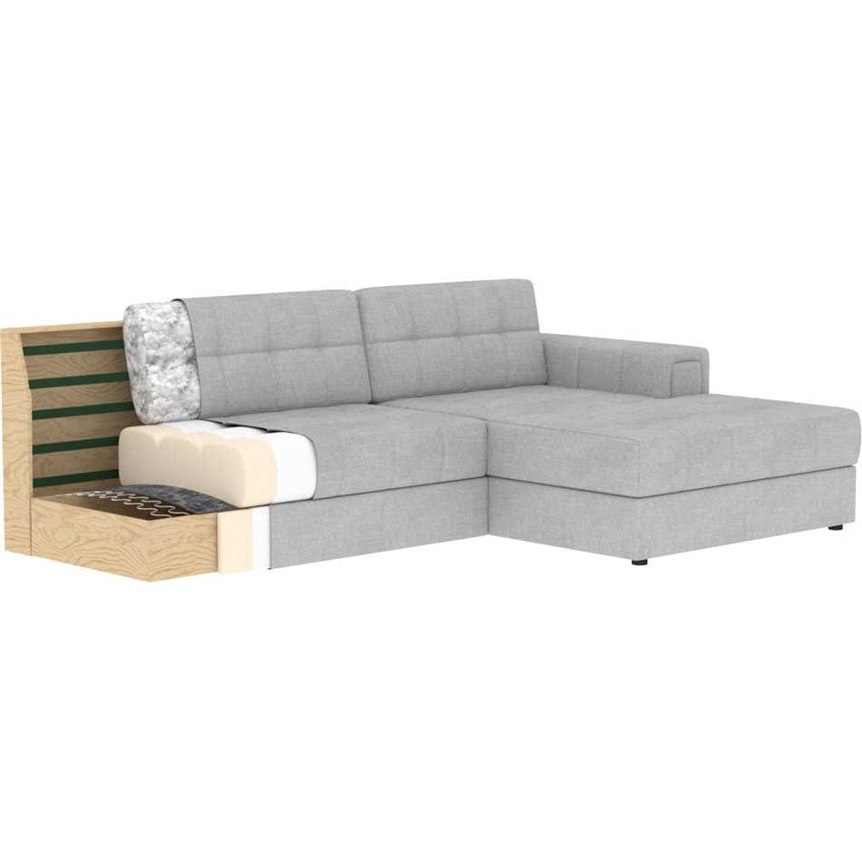 Corner sofa Elezalt R, sleeping function, Monolith 04, velvet, beige, H82x240x150cm