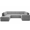 Corner sofa Elewett L, sleeping function, Monolith 85, velvet, grey, H82x299x198cm