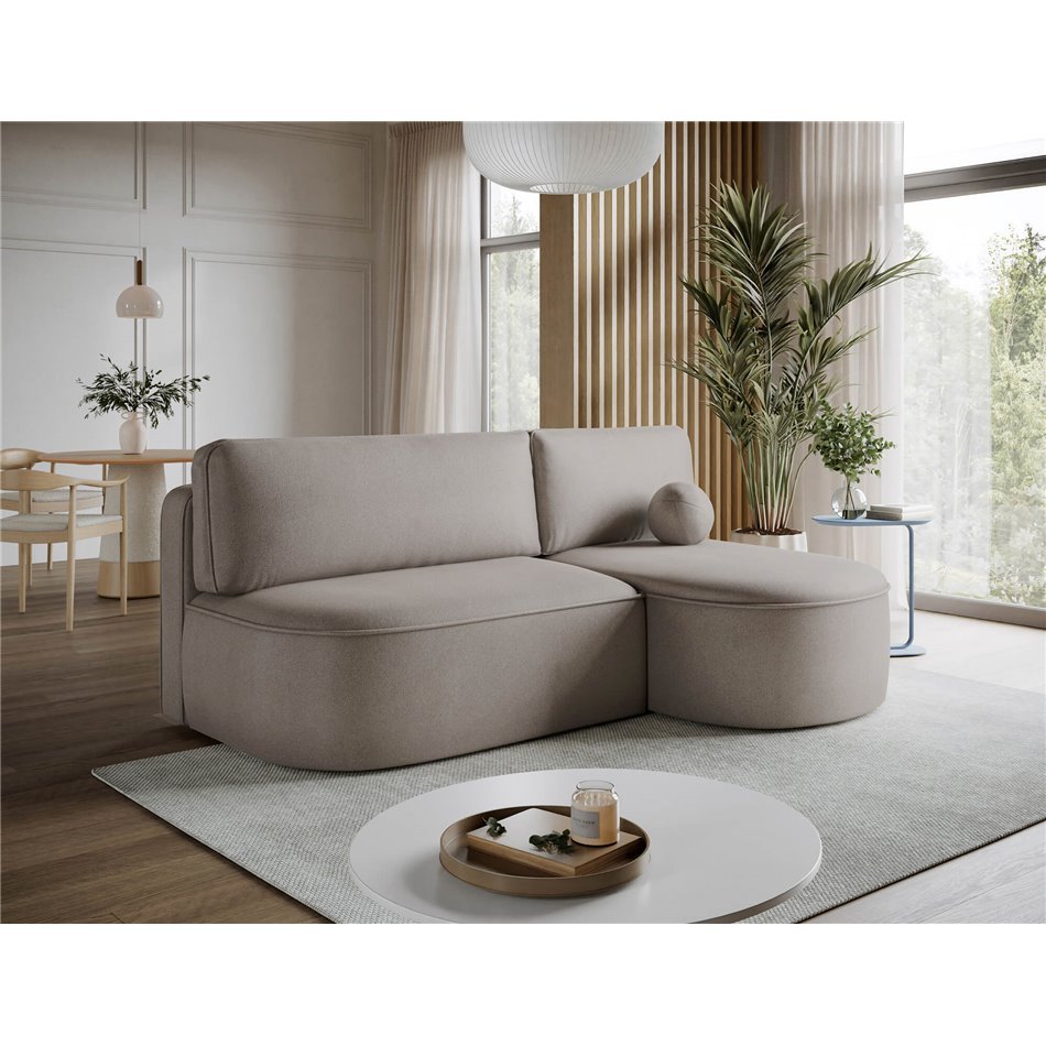 Corner sofa Elivosa R, sleeping function, Sola 18, beige, H93x220x144cm