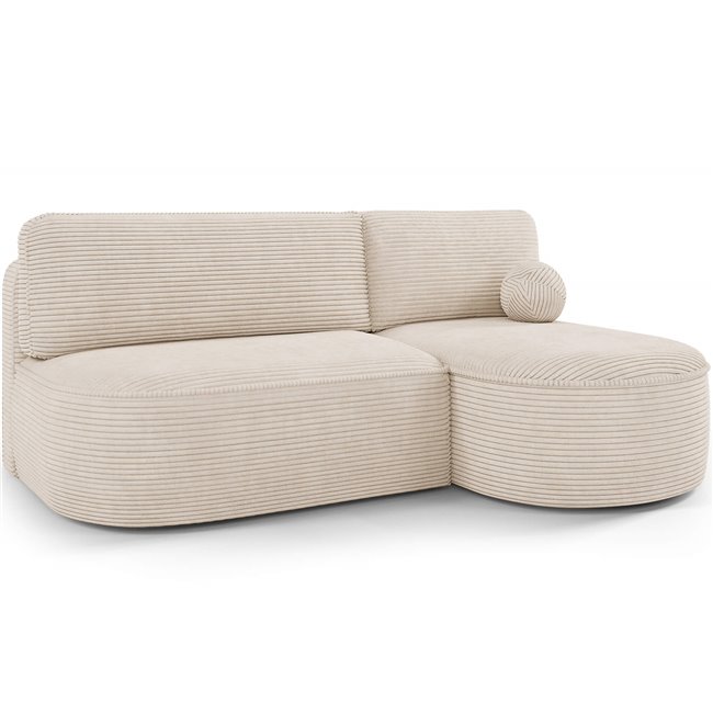 Corner sofa Elivosa R, sleeping function, Jarell 18, corduroy, beige, H93x220x144cm