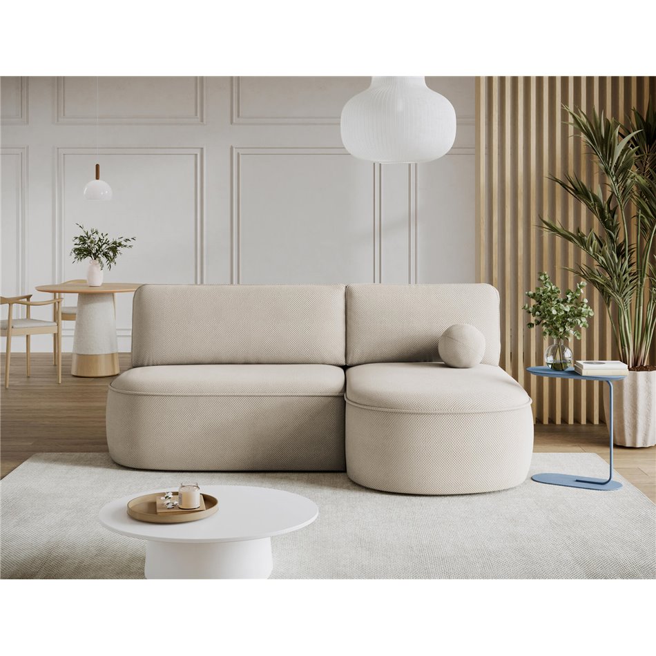 Corner sofa Elivosa R, sleeping function, Calmora 18, beige, H93x220x144cm
