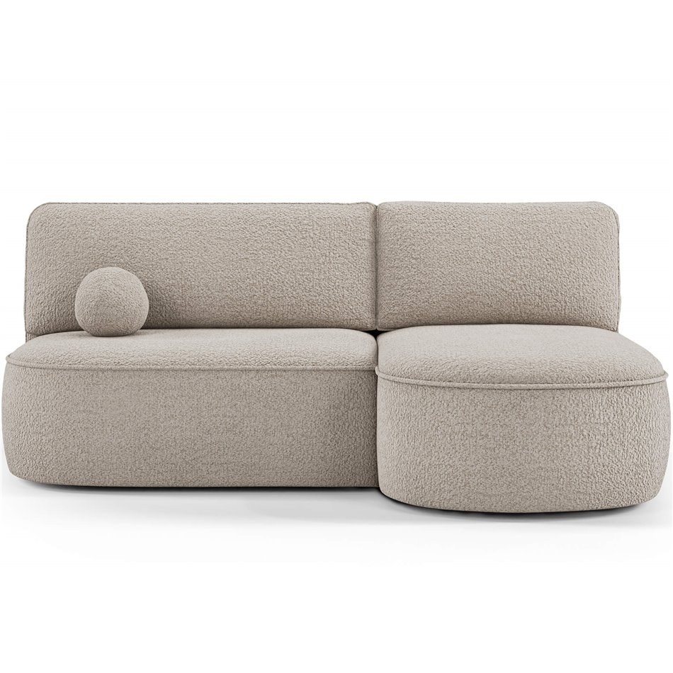 Corner sofa Elivosa R, sleeping function, Royal 18, boucle, beige, H93x220x144cm