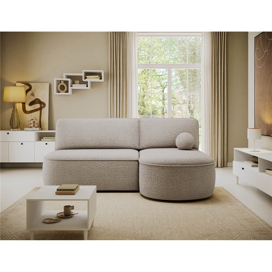 Corner sofa Elivosa R, sleeping function, Royal 18, boucle, beige, H93x220x144cm