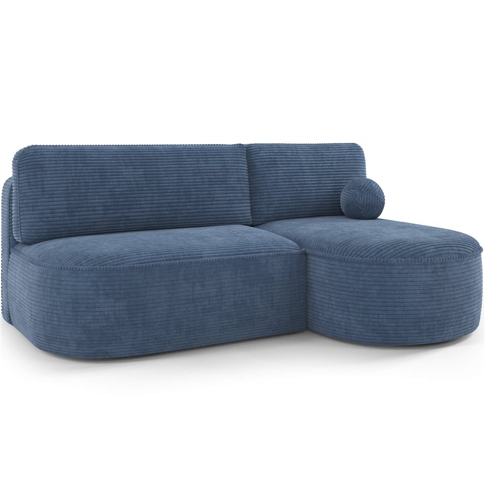 Corner sofa Elivosa R, sleeping function, Jarell 40, corduroy, dark blue, H93x220x144cm