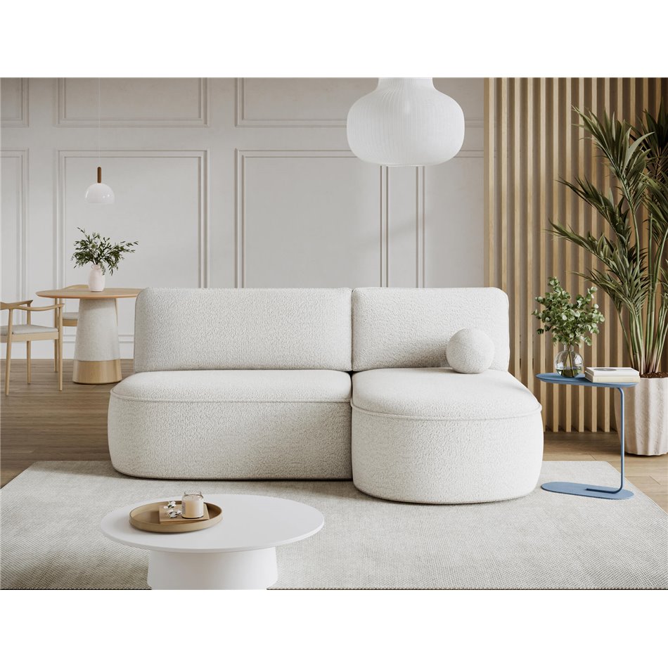 Corner sofa Elivosa R, sleeping function, Royal 01, boucle, white, H93x220x144cm