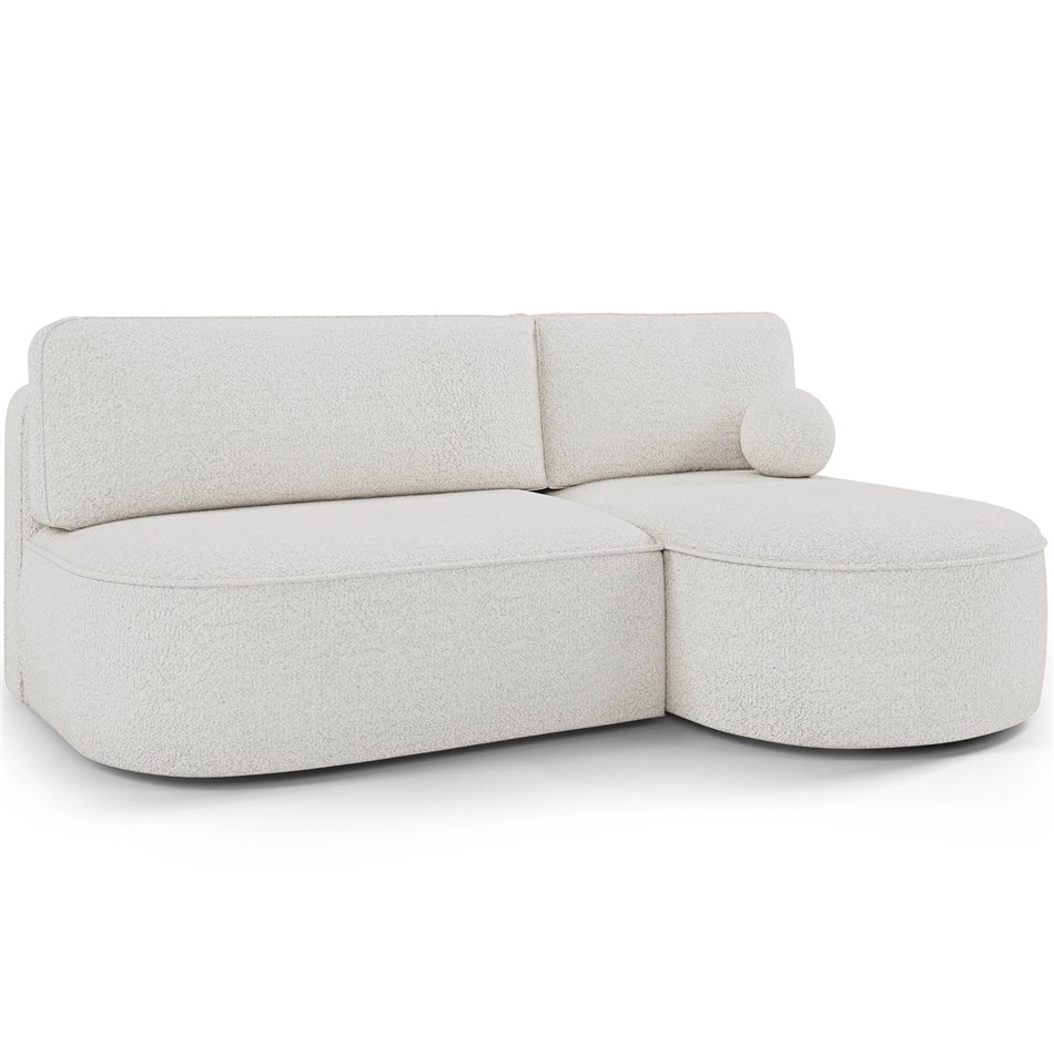 Corner sofa Elivosa R, sleeping function, Royal 01, boucle, white, H93x220x144cm