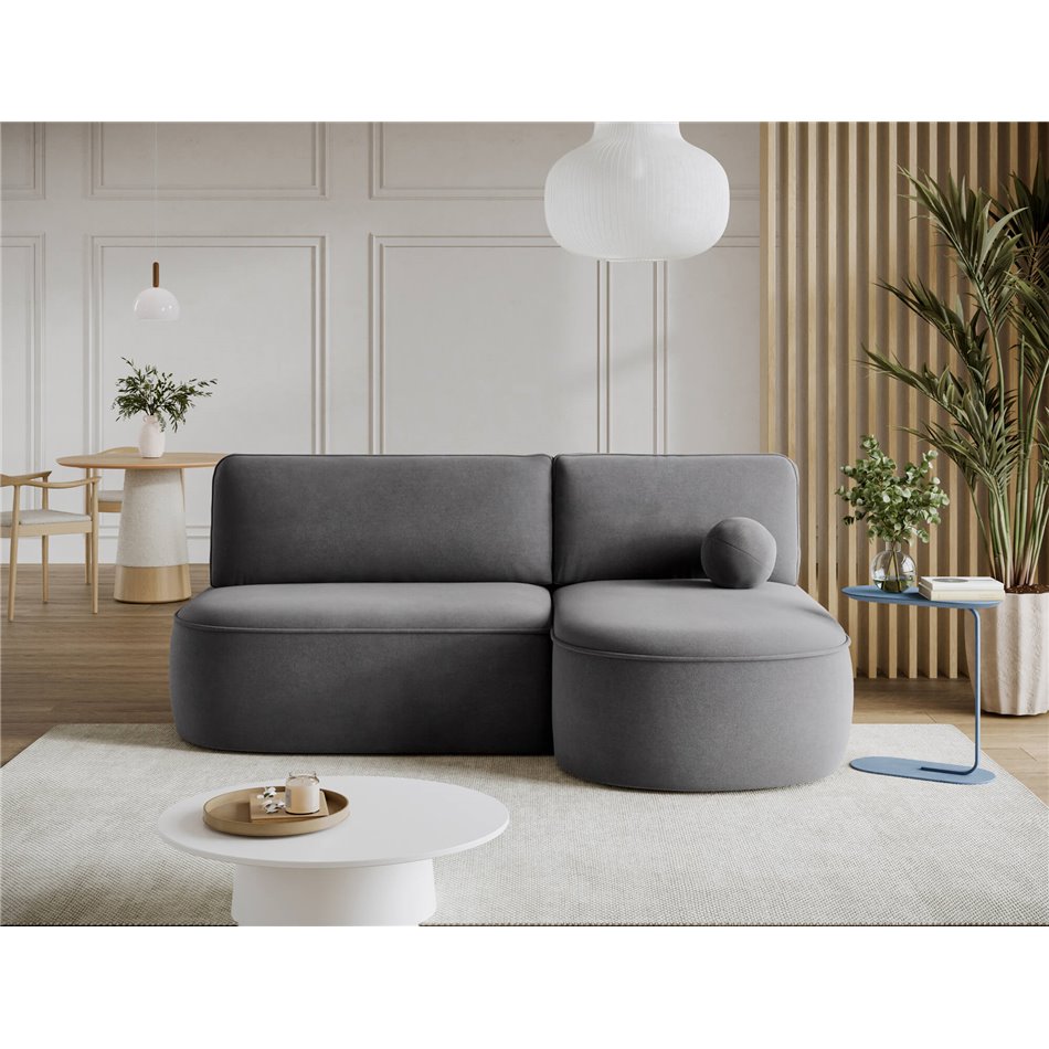 Corner sofa Elivosa R, sleeping function, Poco 04, grey, H93x220x144cm