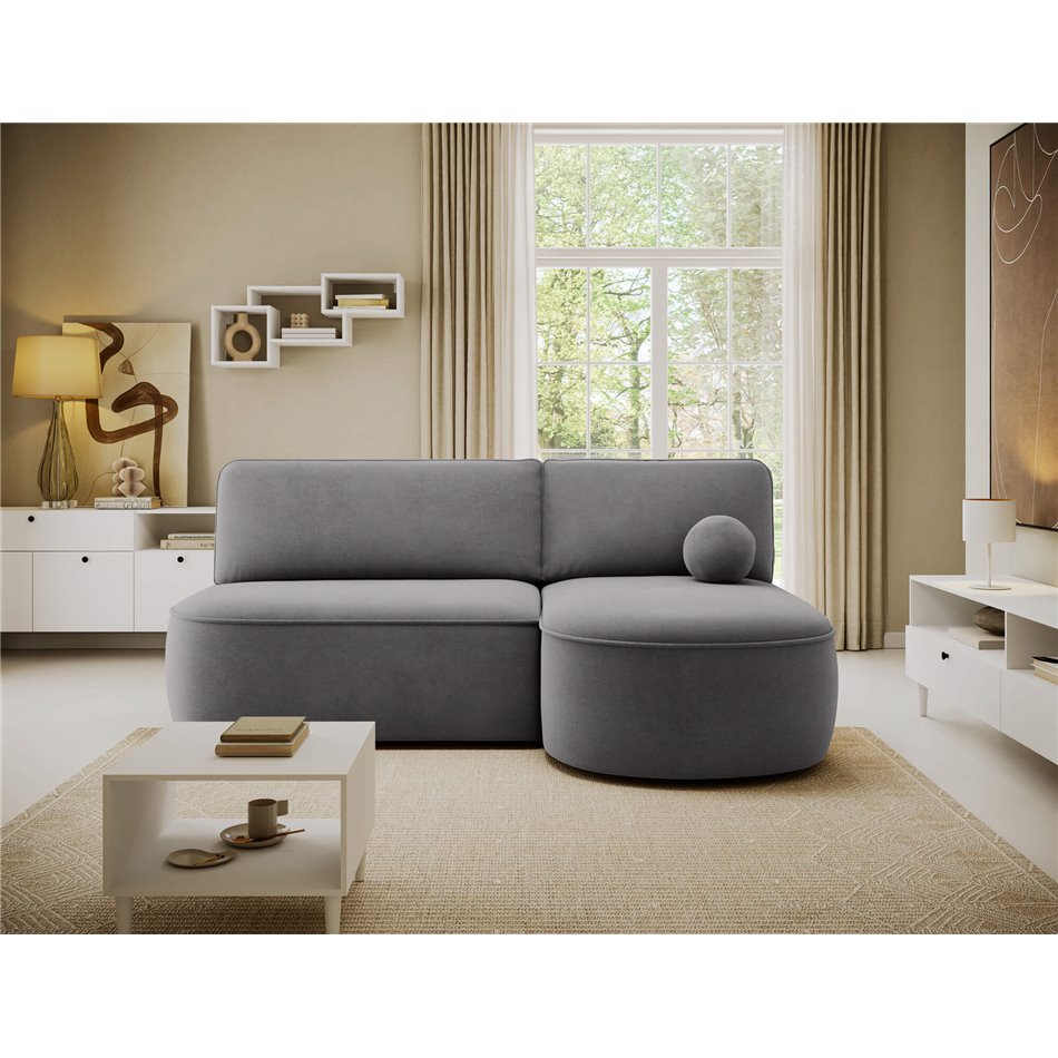 Corner sofa Elivosa R, sleeping function, Poco 04, grey, H93x220x144cm