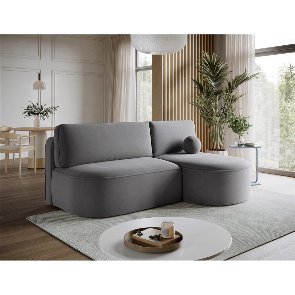Corner sofa Elivosa R, sleeping function, Poco 04, grey, H93x220x144cm