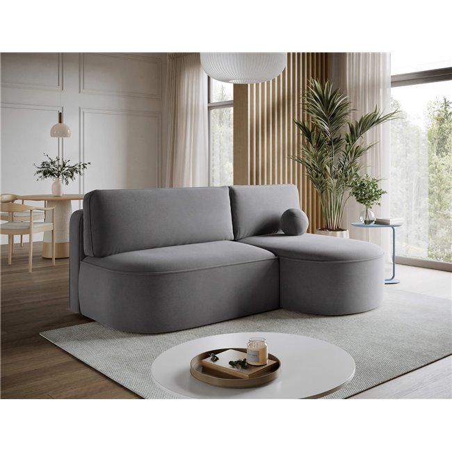 Corner sofa Elivosa R, sleeping function, Poco 04, grey, H93x220x144cm