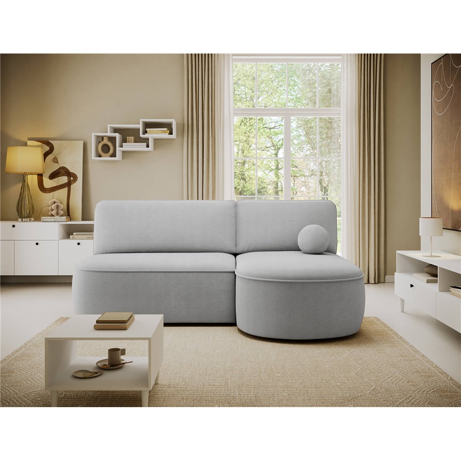 Corner sofa Elivosa R, sleeping function, Calmora 04, grey, H93x220x144cm