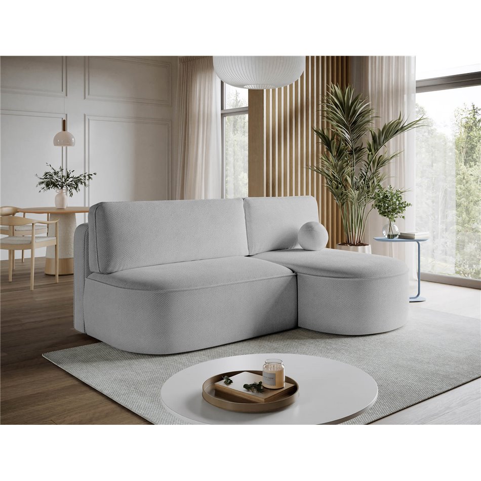 Corner sofa Elivosa R, sleeping function, Calmora 04, grey, H93x220x144cm