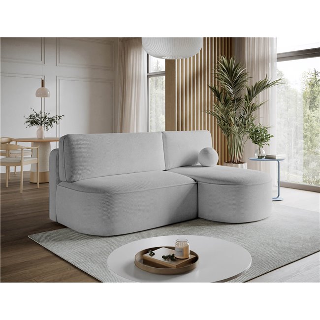 Corner sofa Elivosa R, sleeping function, Calmora 04, grey, H93x220x144cm