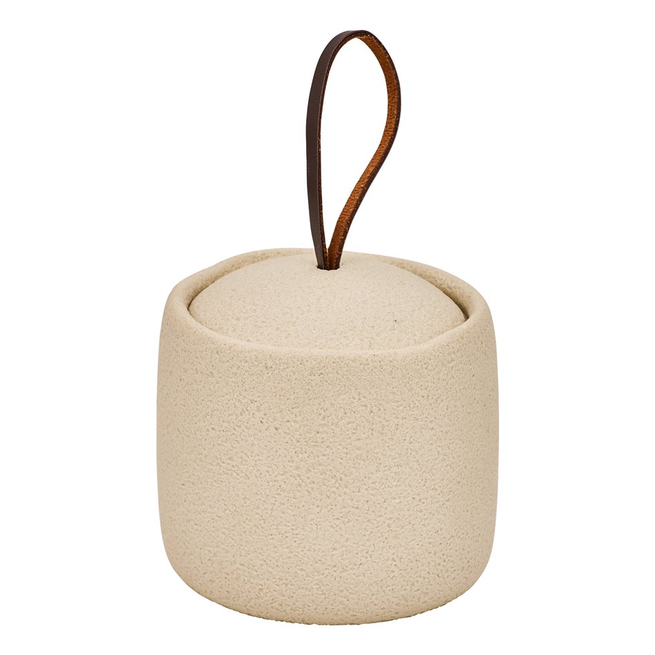 Round cotton jar OLEYA, beige, D10cm H9.4cm