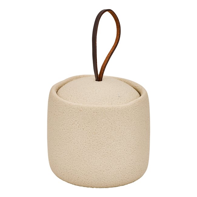 Round cotton jar OLEYA, beige, D10cm H9.4cm