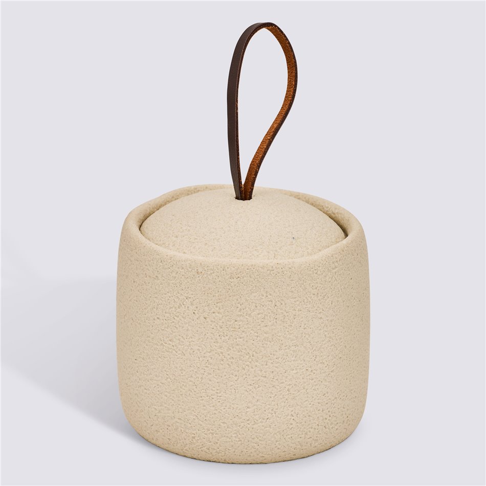Round cotton jar OLEYA, beige, D10cm H9.4cm