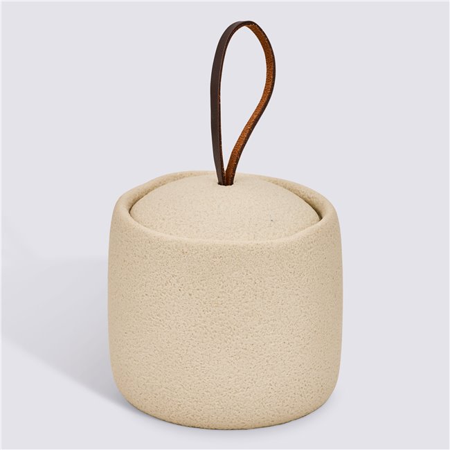 Round cotton jar OLEYA, beige, D10cm H9.4cm