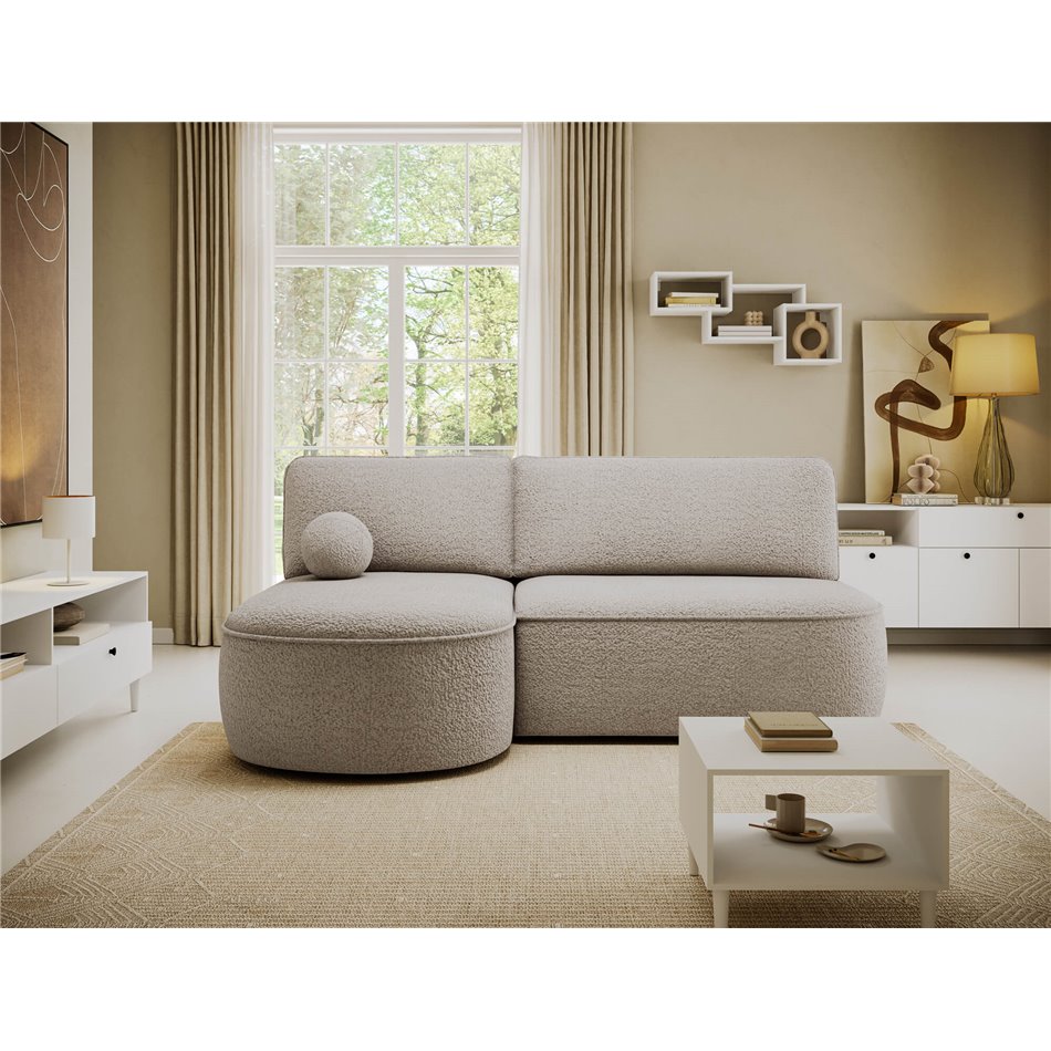 Corner sofa Elivosa L, sleeping function, Royal 18, boucle, beige, H93x220x144cm