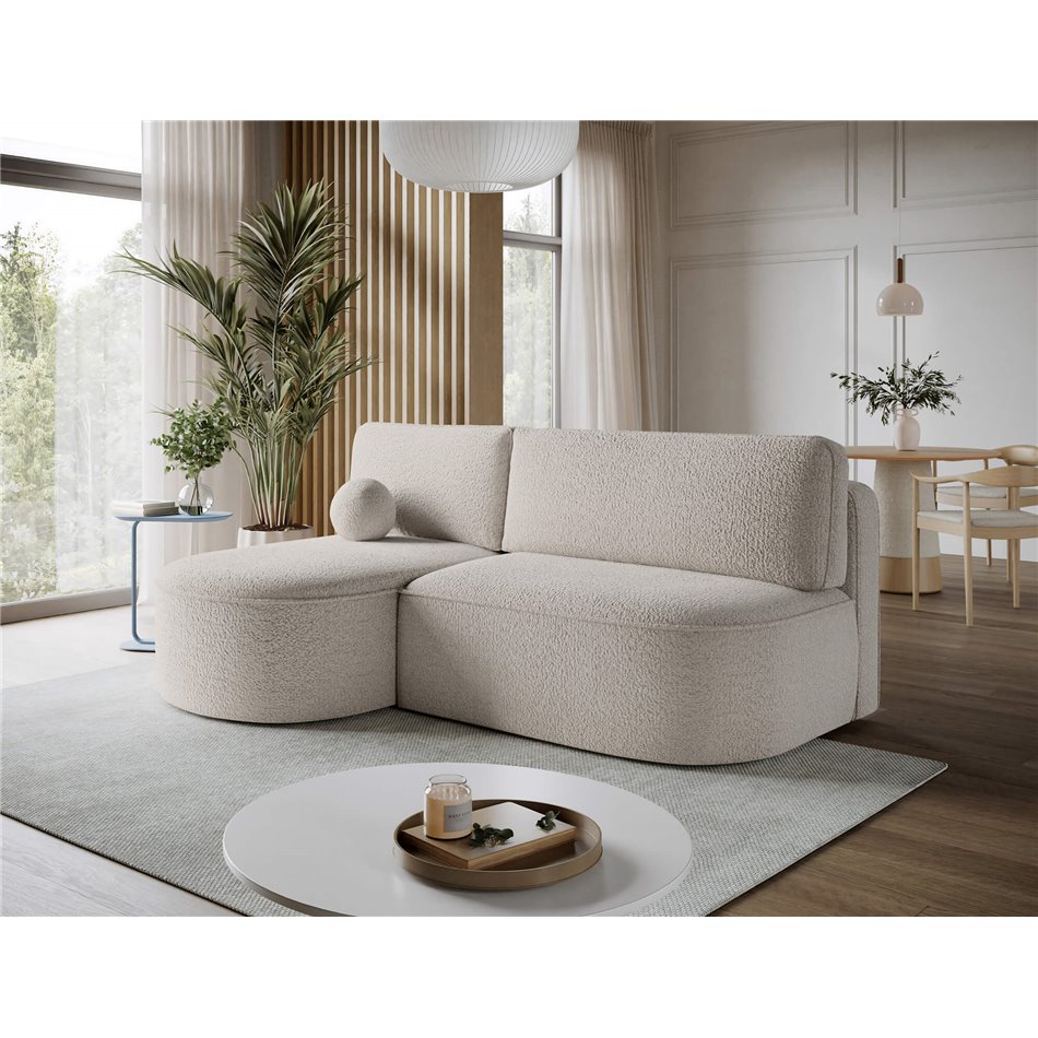 Corner sofa Elivosa L, sleeping function, Royal 18, boucle, beige, H93x220x144cm